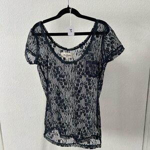 Abercrombie & Fitch Navy Lace Top